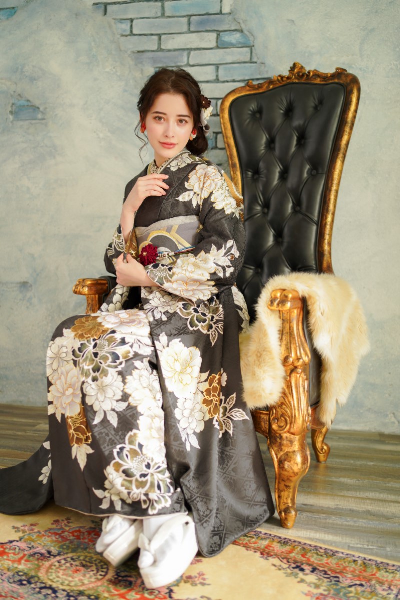 正絹振袖ラフィネモカ RF-15 -ﾃﾞｨｰﾌﾟｸﾞﾚｰ- - 画像 (12)