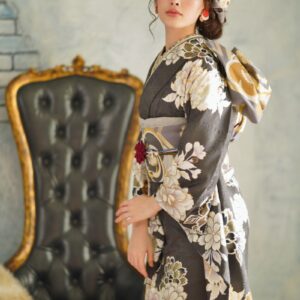 正絹振袖ラフィネモカ RF-15 -ディープグレー-