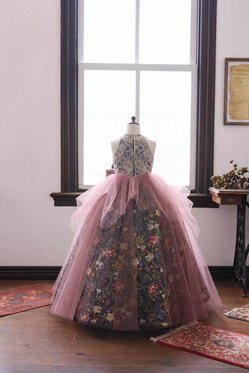 ロングドレスR-133 ブラック×モーブ - 画像 (2)