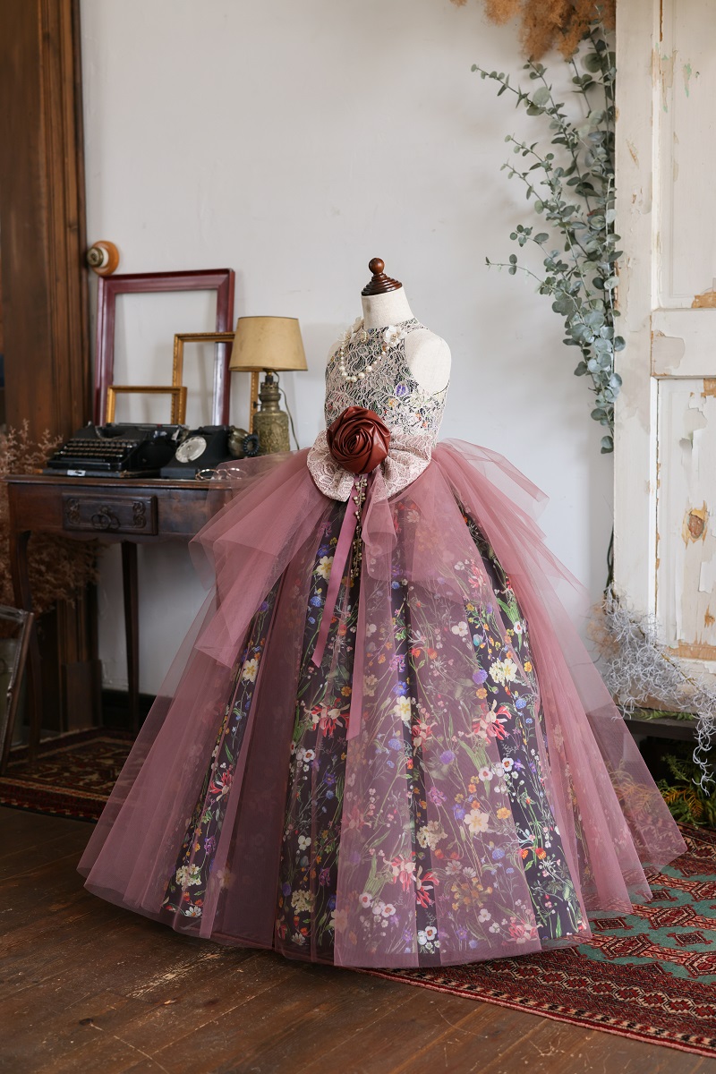 ロングドレスR-133 ブラック×モーブ - 画像 (3)