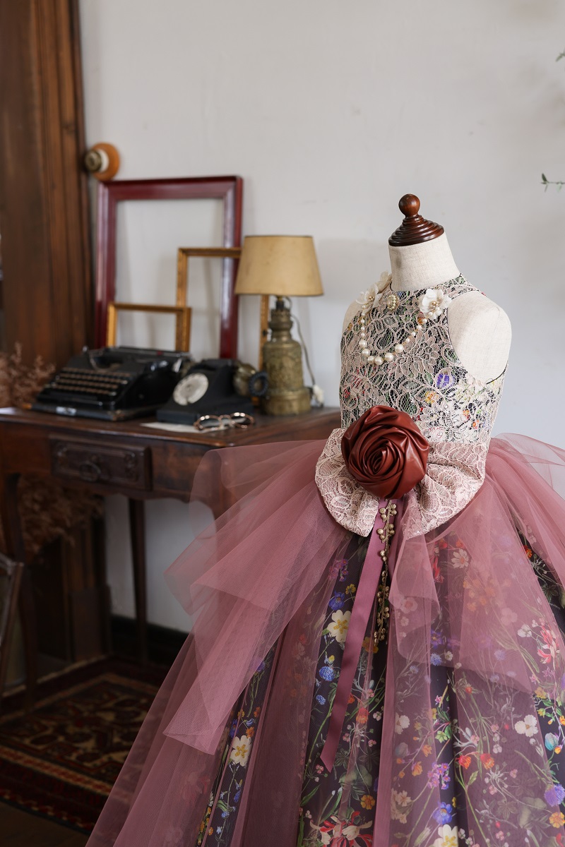 ロングドレスR-133 ブラック×モーブ - 画像 (9)