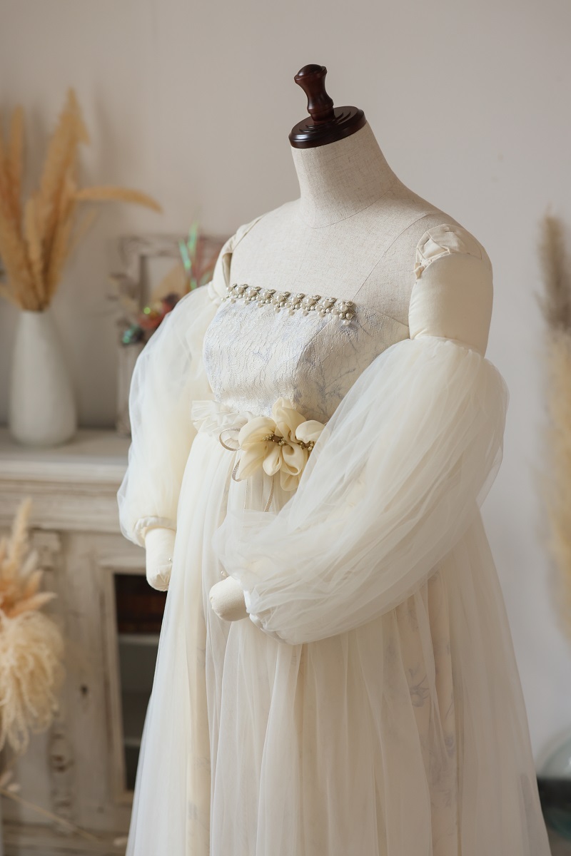 マタニティードレス R-2018　アイボリー - 画像 (4)