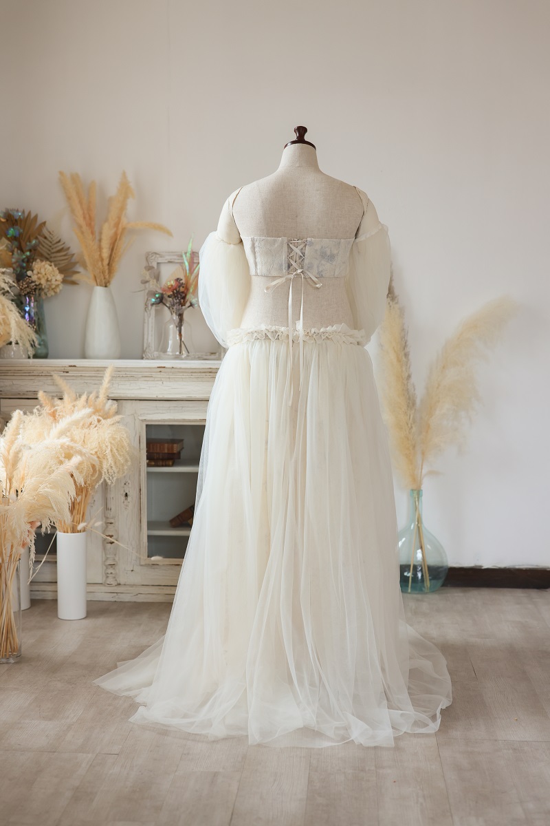 マタニティードレス R-2018　アイボリー - 画像 (3)