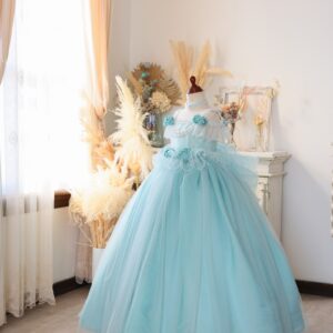 【現品120㎝】ロングドレスR-128　ブルー