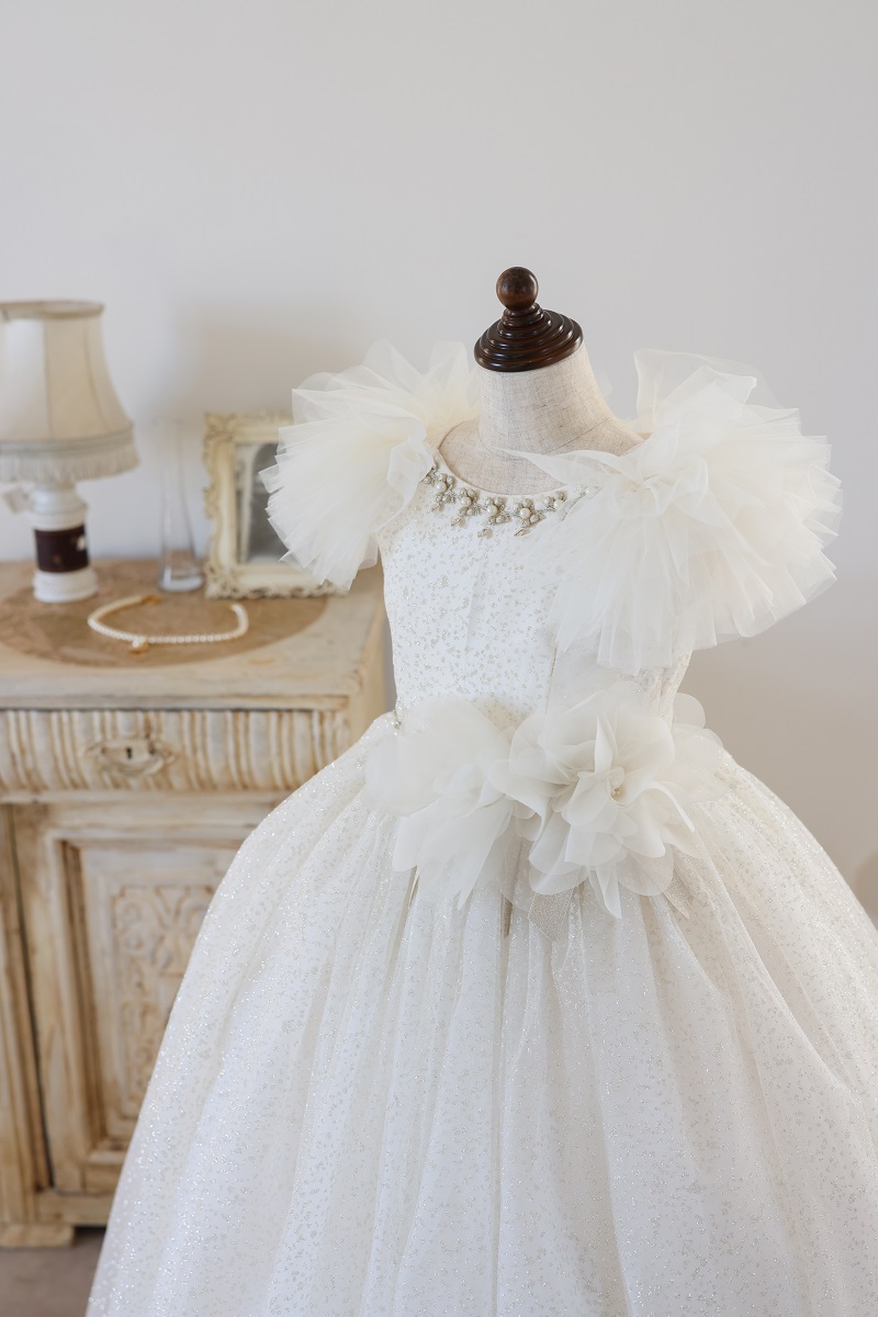 【現品120㎝】ロングドレスR-129　アイボリー - 画像 (4)