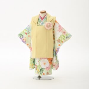 花わらべ3歳女児被布セット WO-10カラフル 【グリーン】