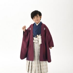 花わらべ男児セット3歳 /5歳 小紋【赤×紺】