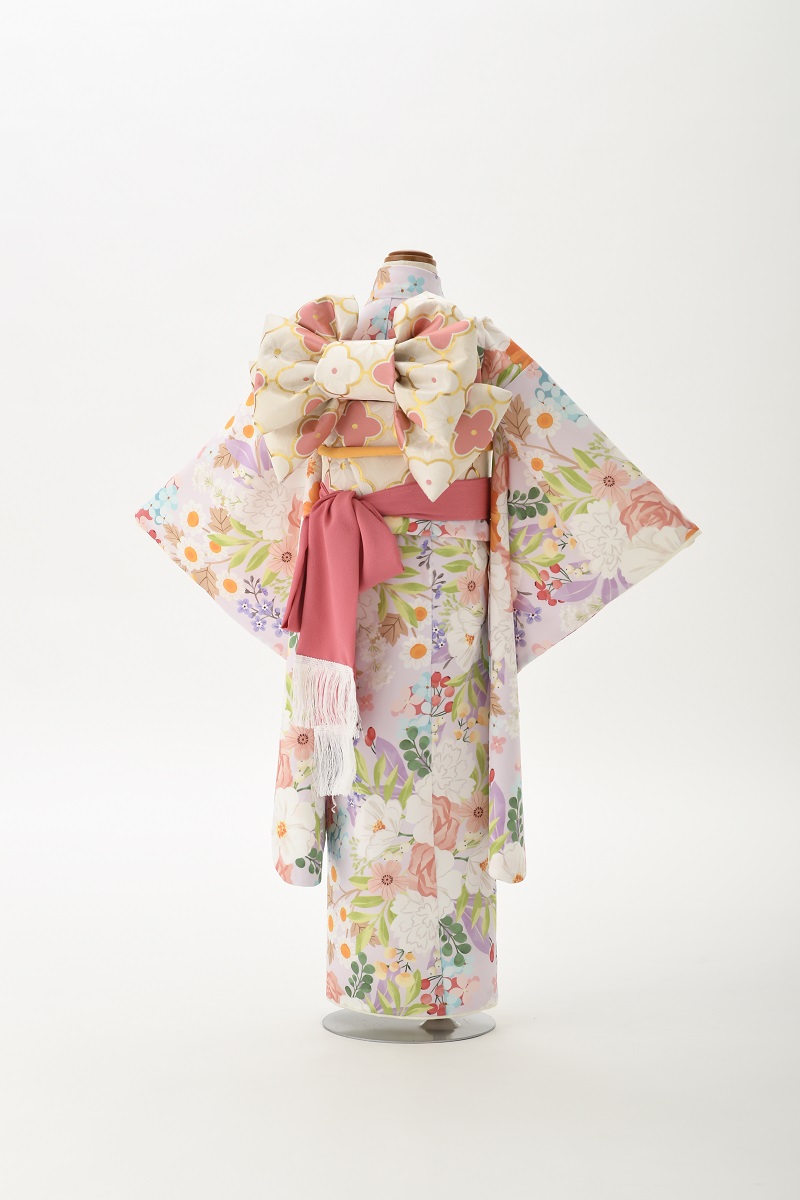 花わらべ7歳きもの　WO-3カラフル【くすみ紫】 - 画像 (2)