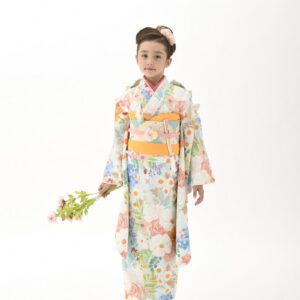 花わらべ7歳きもの WO-4カラフル【水色】