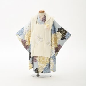 花わらべ3歳女児被布セット WO-8古典 【くすみ水色】