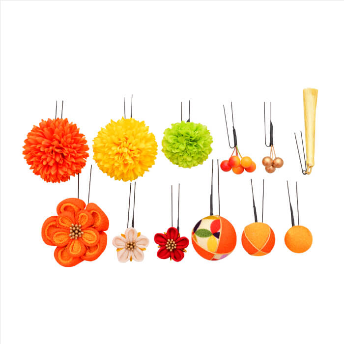 髪飾り大人用【陶器入】No8334 Uピン分かれタイプ オレンジ - 画像 (3)