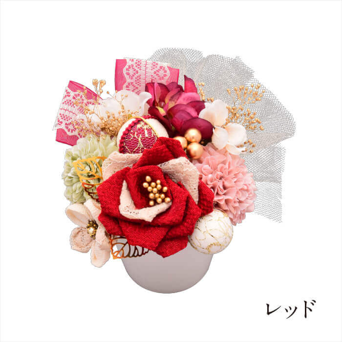 髪飾り大人用【陶器入】No8366 Uピン分かれタイプ -レッド