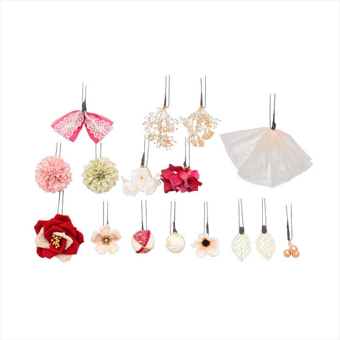 髪飾り大人用【陶器入】No8366 Uピン分かれタイプ -レッド - 画像 (2)