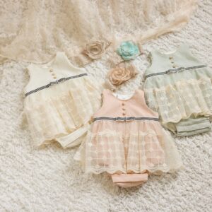 【現品70㎝】ベビーロンパースドレスRB-829 サーモンピンク