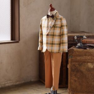 【現品100㎝】キッズタキシード RT-035 オレンジ×グレー