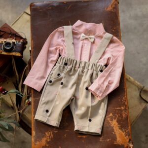 【現品80㎝】ベビータキシード　RTB-028　ピンク×ベージュ