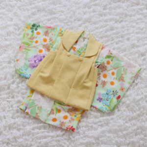 ラフィネココベイビーズ 女児ベビー被布 RC773-B【グリーンイエロー】