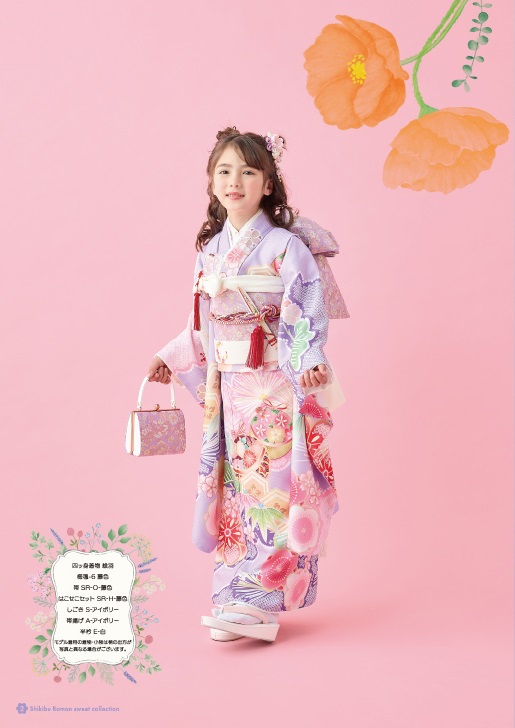 式部浪漫7歳きもの 絵羽 梅毬6【藤色】