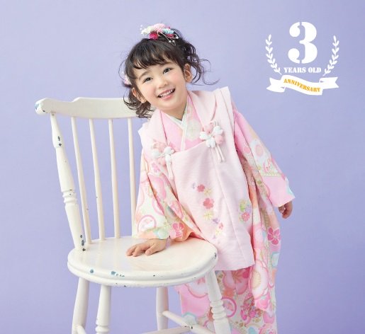 式部浪漫3歳女児被布セット 梅の香29【ピンク】