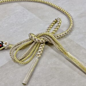 帯〆組みひもトンボ玉 ベージュ TOJ-2409c