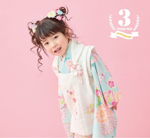 式部浪漫3歳女児被布セット 雪輪23【ブルー】