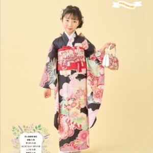 式部浪漫7歳きもの 絵羽 梅毬5【黒】