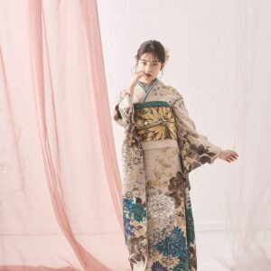 2025正絹振袖　假屋崎省吾振袖の世界№.851　ベージュブルー