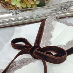 リボンレース半衿【ﾎﾟﾘ合繊】　b29ﾌﾞﾗｳﾝﾘﾎﾞﾝ-ケミカルレース