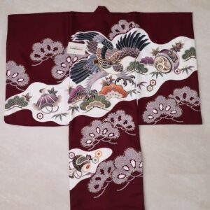 【現品】 男児お宮参り祝着　しゃれっこNo.「安芸1-B」【エンジ】