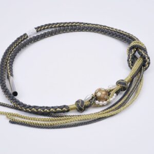 帯〆組みひも　小田巻トンボ玉　KOJ-2410a　グレー