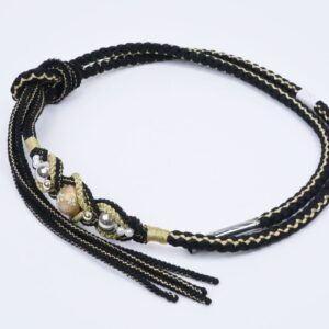 帯〆組みひも　銀パールトンボ玉　KOJ-2410c　黒