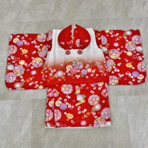 【現品】女児1歳ベビー被布アンサンブル(二部式)RMH2307-j1 赤白
