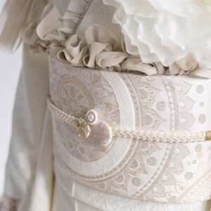 ﾗﾌｨﾈﾓｶｵﾘｼﾞﾅﾙ　ラメチュール帯揚　FA-009　アイボリー