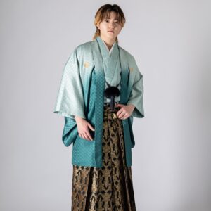 メンズ羽織着物　七宝ぼかし-№81- 【グリーン】