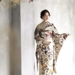 正絹振袖ラフィネモカ RF-11-ｼｬﾝﾊﾟﾝｶﾗｰ-