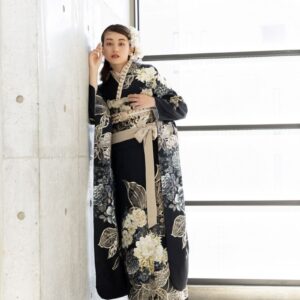 正絹振袖ラフィネモカ RF-51 -ブラック・ヴィンテージ-