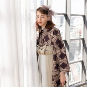 ラフィネモカ二尺袖/卒業袴 ラティスチョコレートRM-170/RH-94【ダークブラウン/オリーブ】