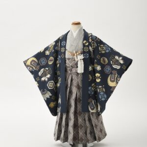 花わらべ男児セット3歳 /5歳 宝づくし【紺×薄グリーン】