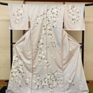 【受注品】訪問着　化繊　エヌシルエット　№204　ピンク