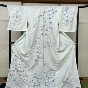 【受注品】訪問着　化繊　エヌシルエット　№205　ミント
