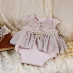 【現品70㎝】ベビーロンパースドレスRB-819　ピンク