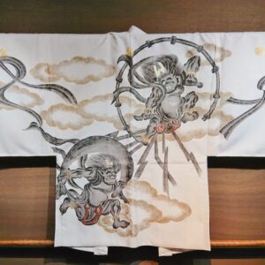 メンズ羽織着物-風神雷神- 【白】