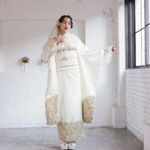 合繊振袖ラフィネモカ GF-65 -ローゼフルール-【白】