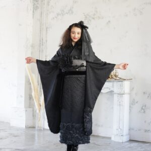 合繊振袖ラフィネモカ GF-66 -ローゼフルール-【黒】