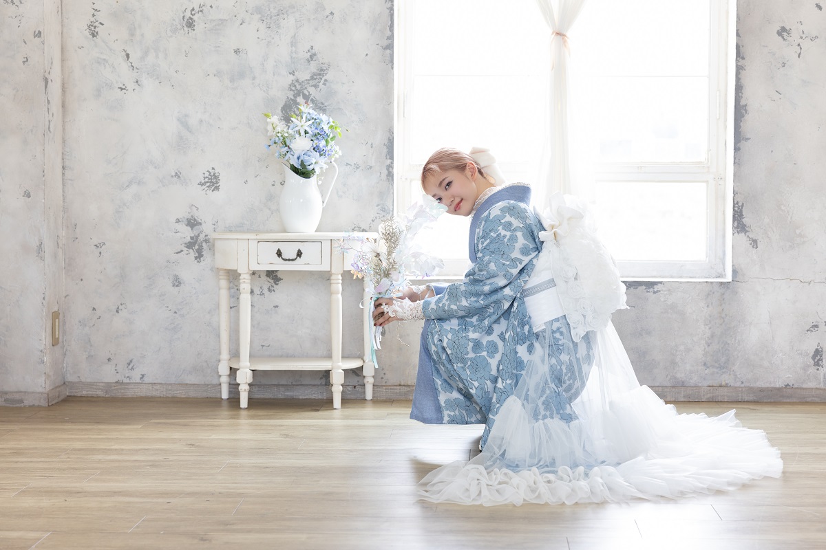 合繊振袖ラフィネモカ GF-82 ウェッジ デニム【ブルー】 - 画像 (9)