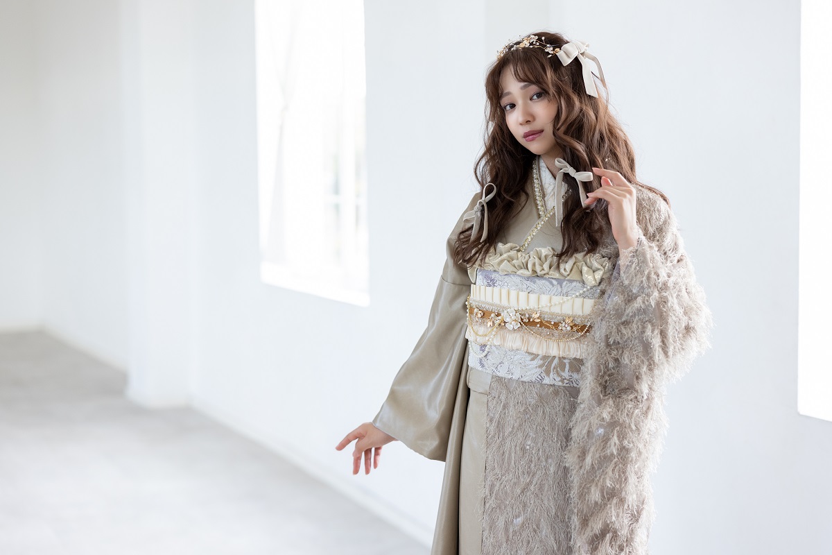 合繊振袖ラフィネモカ GF-93　シャギーモンブラン【ｺﾞｰﾙﾄﾞﾓｶ】 - 画像 (6)