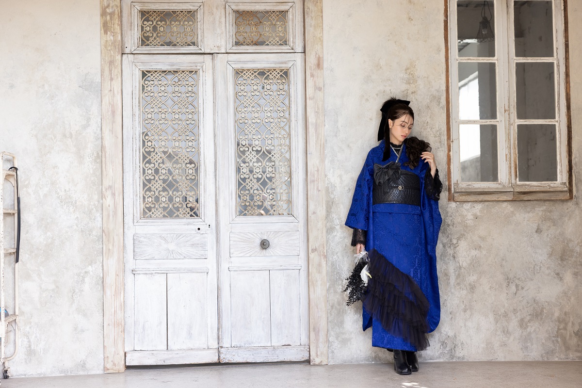 合繊振袖ラフィネモカ GF-83 ヴィクトリアンブルー【ロイヤルブルー】 - 画像 (3)