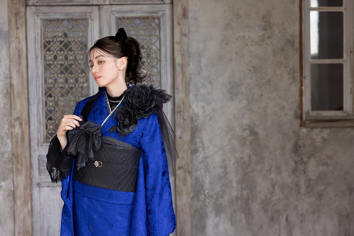 合繊振袖ラフィネモカ GF-83 ヴィクトリアンブルー【ロイヤルブルー】 - 画像 (9)