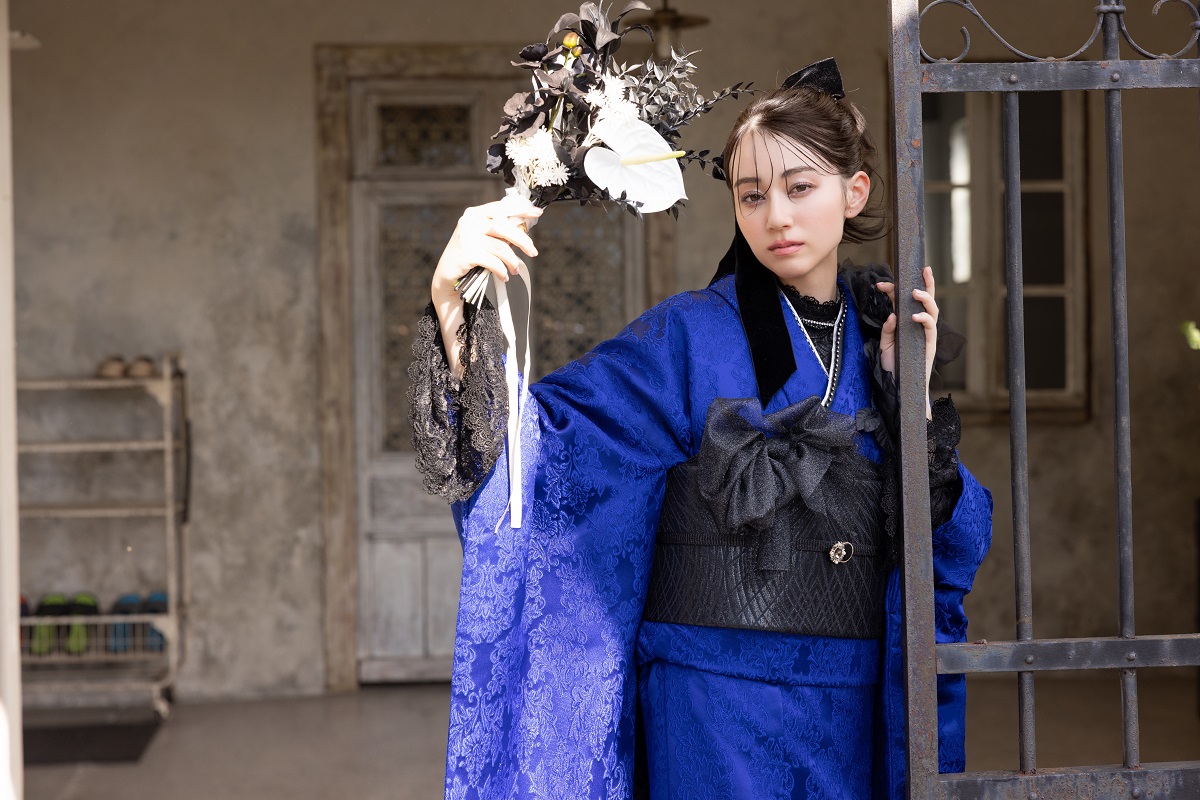 合繊振袖ラフィネモカ GF-83 ヴィクトリアンブルー【ロイヤルブルー】 - 画像 (12)