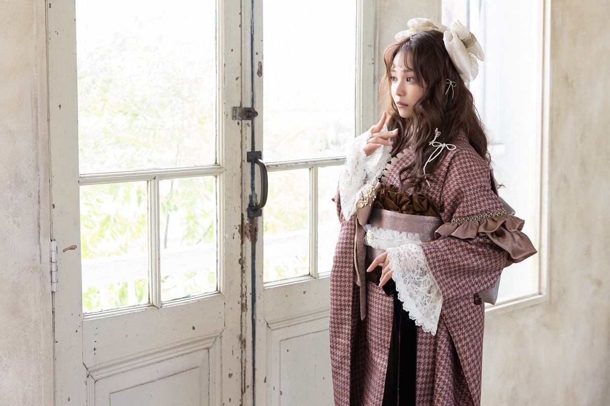 合繊振袖ラフィネモカ GF-91 ピエ ド プール【アプリコット】 - 画像 (2)